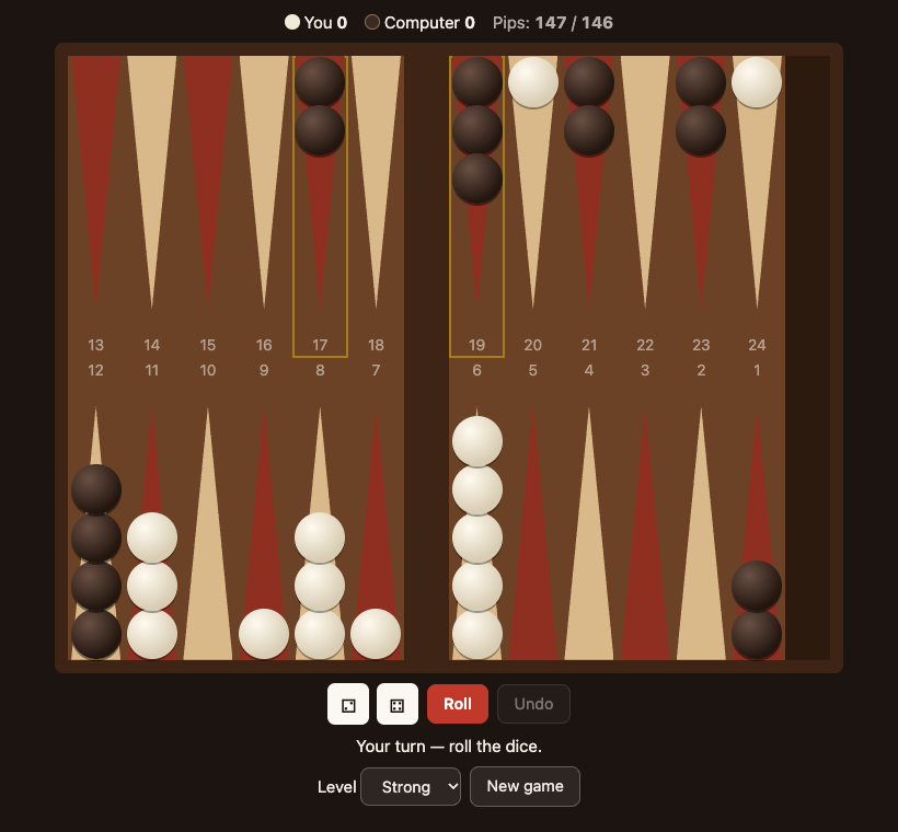 Backgammon running in the browser