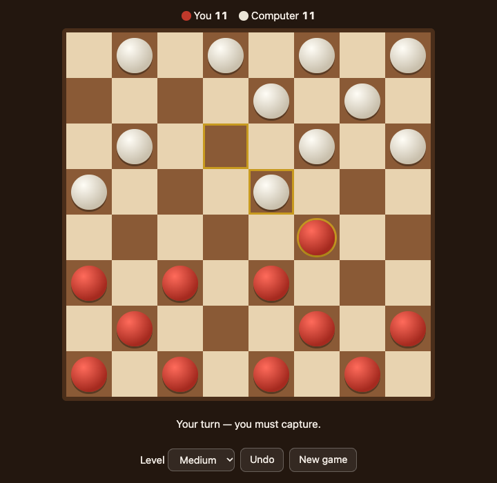 Checkers running in the browser