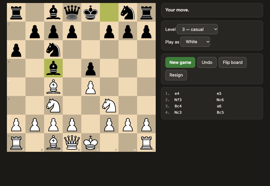 Chess running in the browser